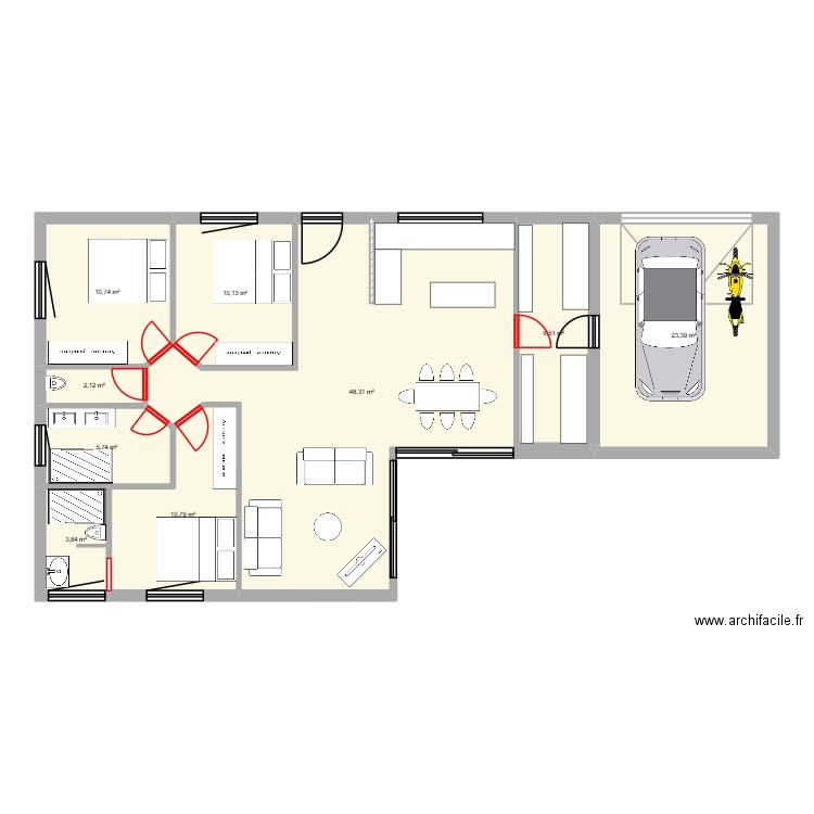 chatel 1. Plan de 9 pièces et 125 m2