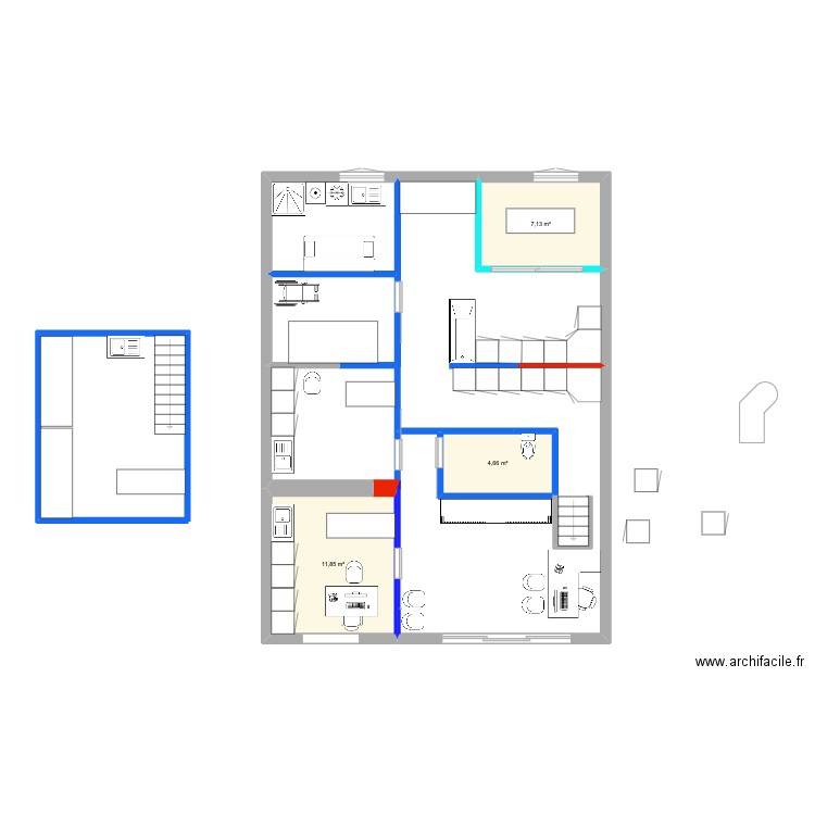 Plan 12 eme chenil SS. Plan de 3 pièces et 24 m2