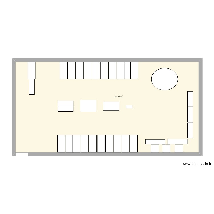 plan. Plan de 1 pièce et 90 m2