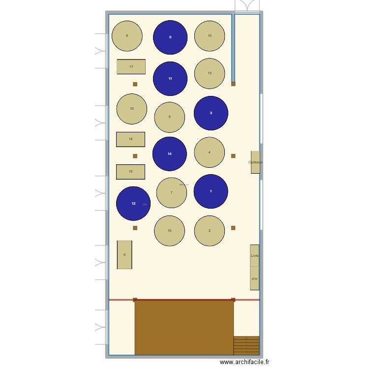 Salle mariage. Plan de 1 pièce et 327 m2