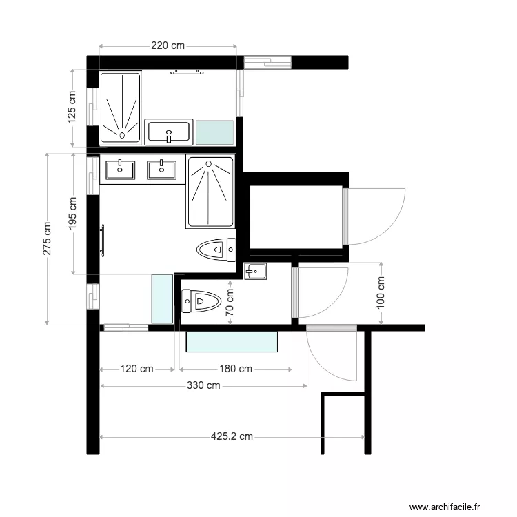 R DE C Salles de bain 2. Plan de 