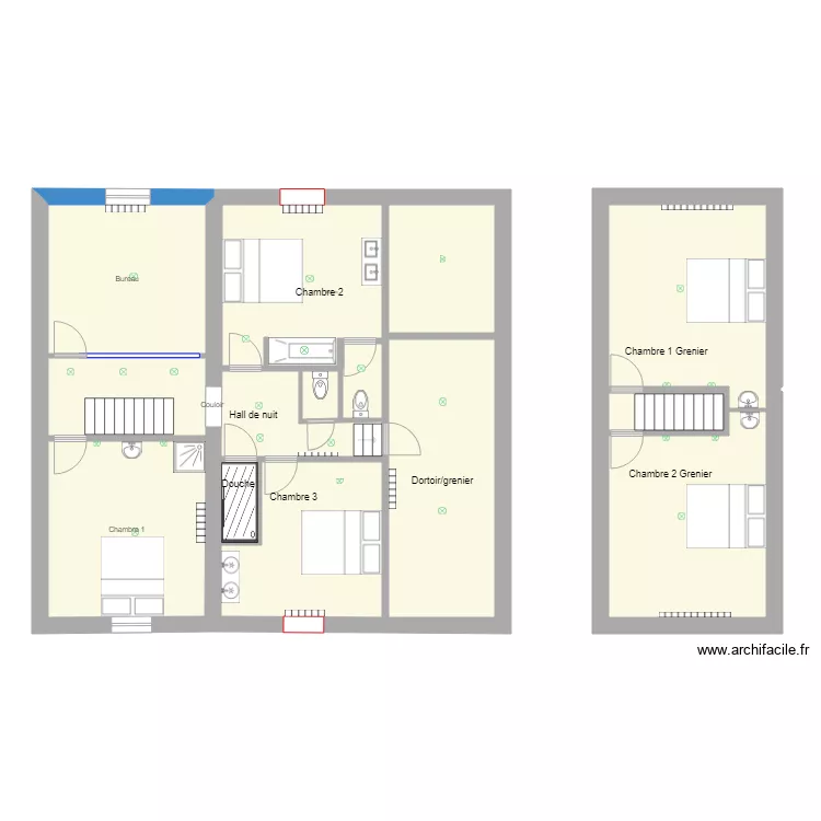 Edouard Pisvin 12 &eacute;tage avec douche. Plan de 