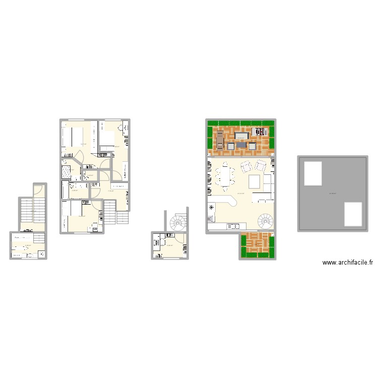 Glocester. Plan de 14 pièces et 186 m2