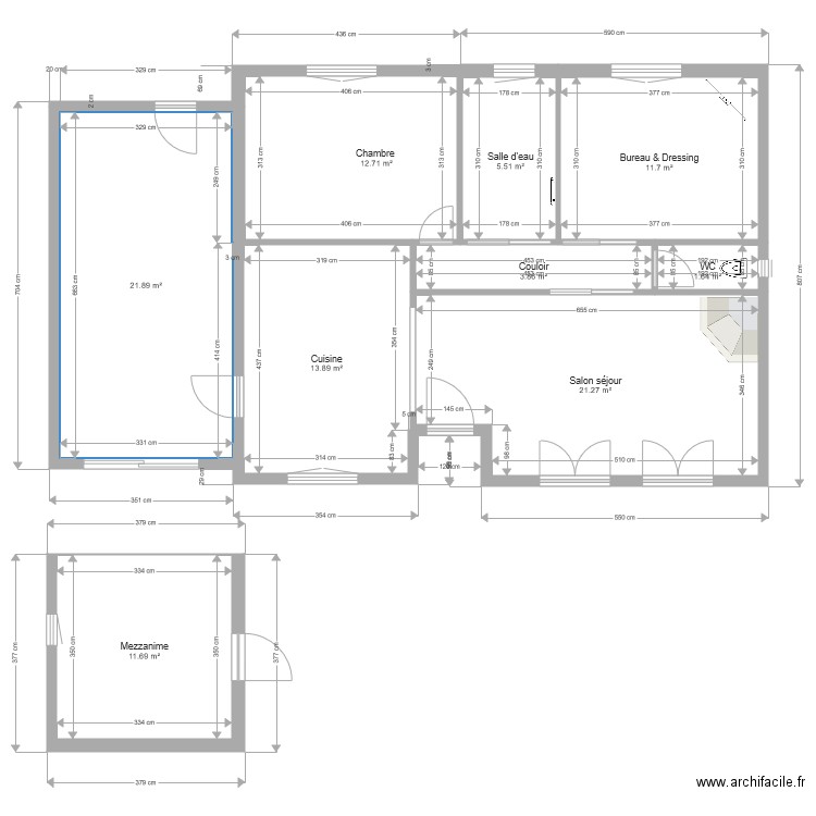 rez de chaussée vide. Plan de 0 pièce et 0 m2