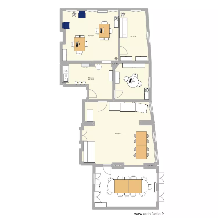 Bureau modifi&eacute;. Plan de 8  et 113 m²