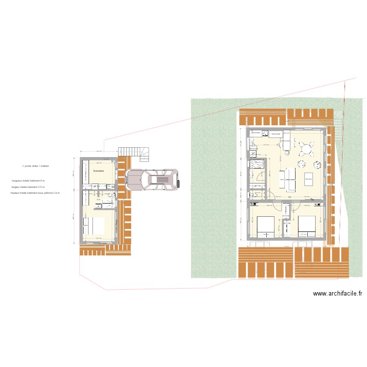 bengalow 3. Plan de 15 pièces et 192 m2