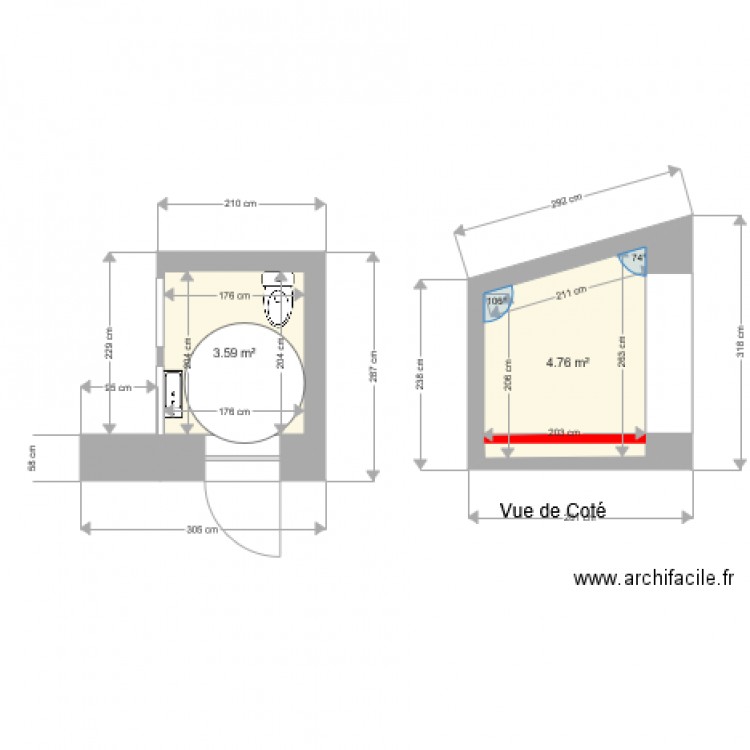 WC Handicapé Perthes3. Plan de 0 pièce et 0 m2