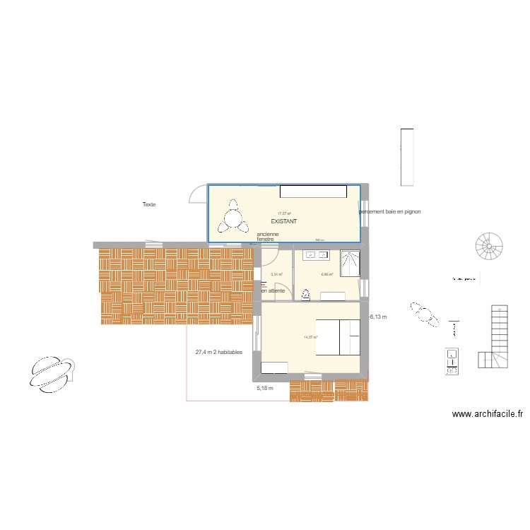 FACADE SUD selon pc. Plan de 4 pièces et 42 m2