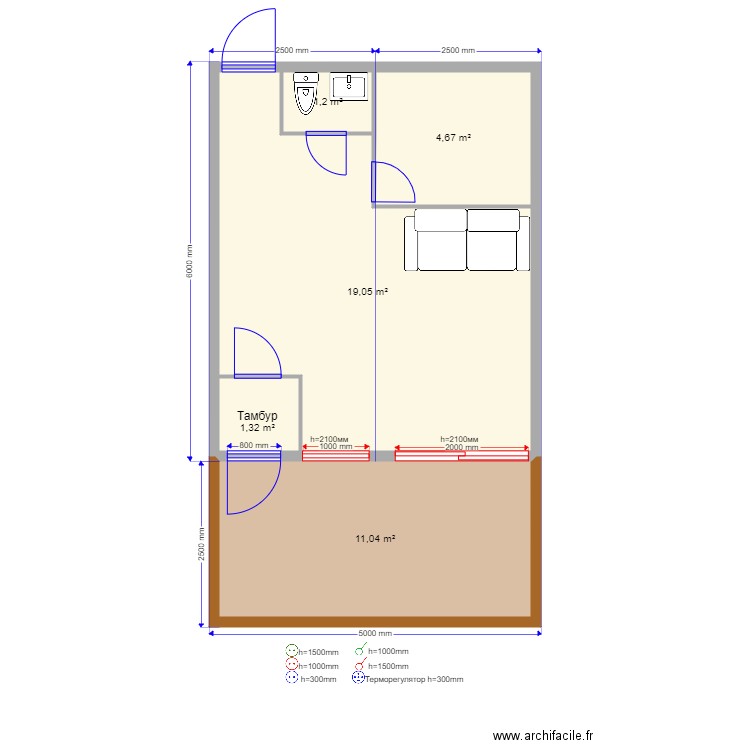 Sauna. Plan de 0 pièce et 0 m2