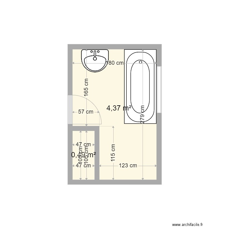 GENEY. Plan de 2 pièces et 5 m2