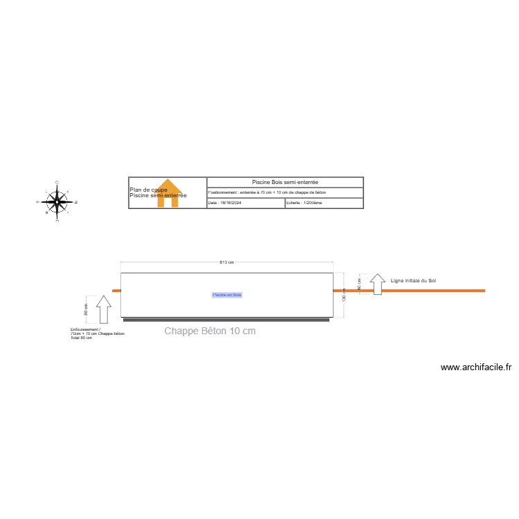 Plan de coupe Piscine . Plan de 