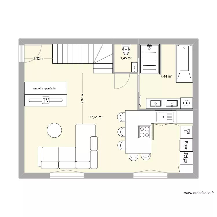 Cathy. Plan de 3 et 47 m² Cathy. Plan de 3 et 47 m²