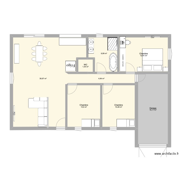 Maison Baeyann. Plan de 8 pièces et 103 m2