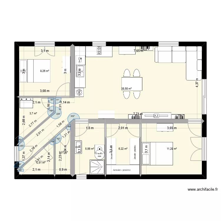maison 2 ch LONG. Plan de maison 2 ch LONG. Plan de