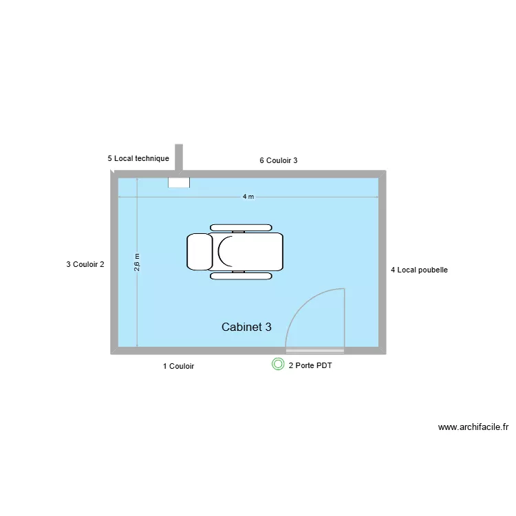 10511 Cabinet 3. Plan de 1  et 10 m²