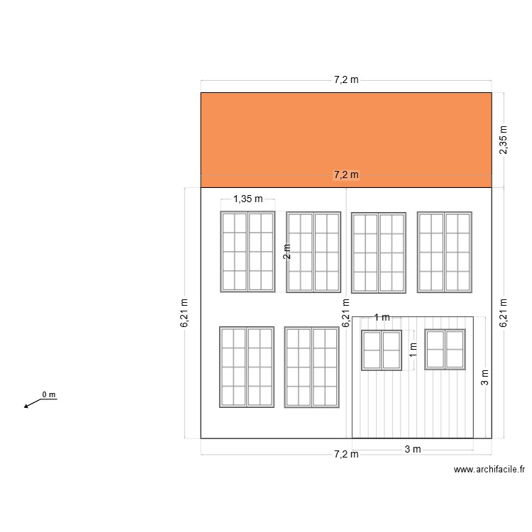 Facade Garage et cotations. Plan de 0 pièce et 0 m2