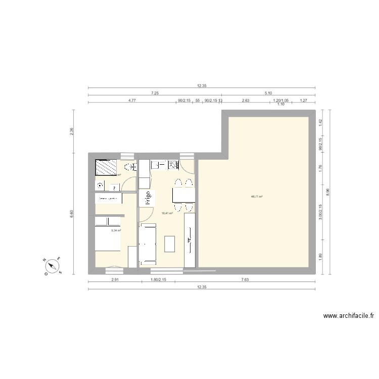 Ventabren optim T2. Plan de 4 pièces et 78 m2