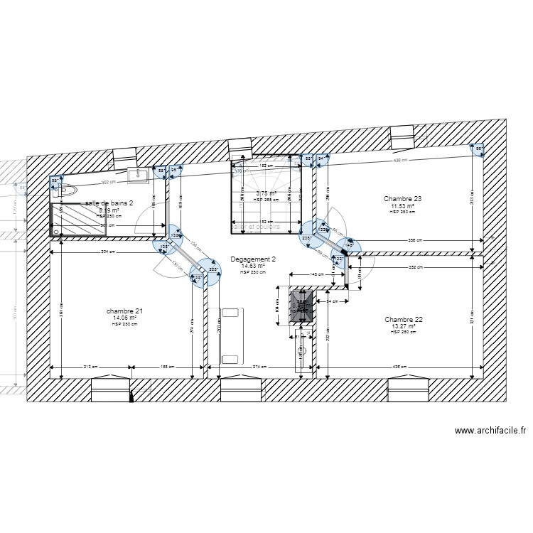 St Etienne de St Geoirs 4 modifié. Plan de 23 pièces et 298 m2