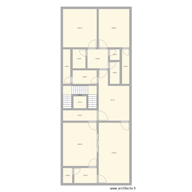 شقة 20h20. Plan de 17 pièces et 177 m2