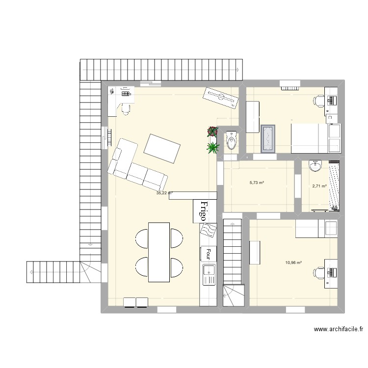 PLAN DE NATHAN. Plan de 5 pièces et 63 m2