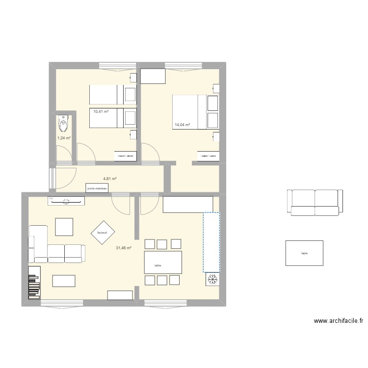 massillon. Plan de 5 pièces et 62 m2