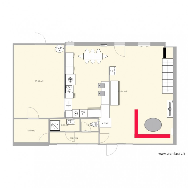 rez de chaussee chevillon3. Plan de 6 pièces et 85 m2