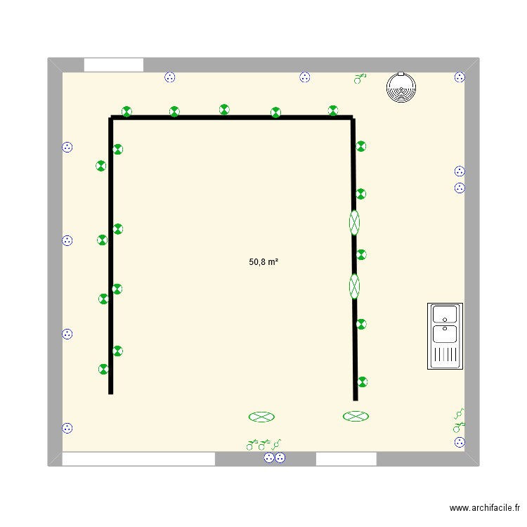 plan electrique . Plan de 1 pièce et 51 m2