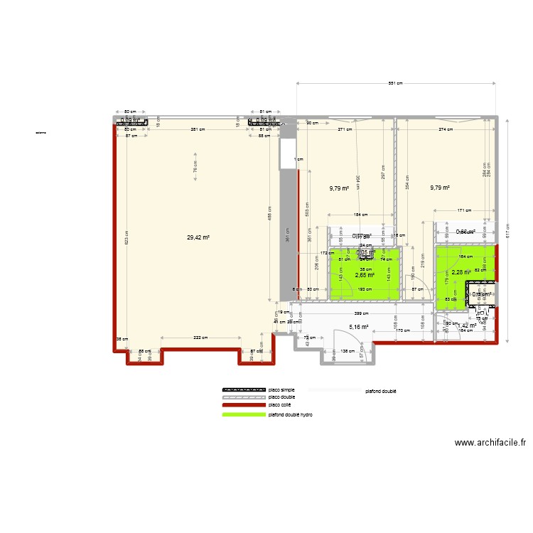 CANNES PARC CONTINENTAL rod 2 placo. Plan de 13 pièces et 63 m2