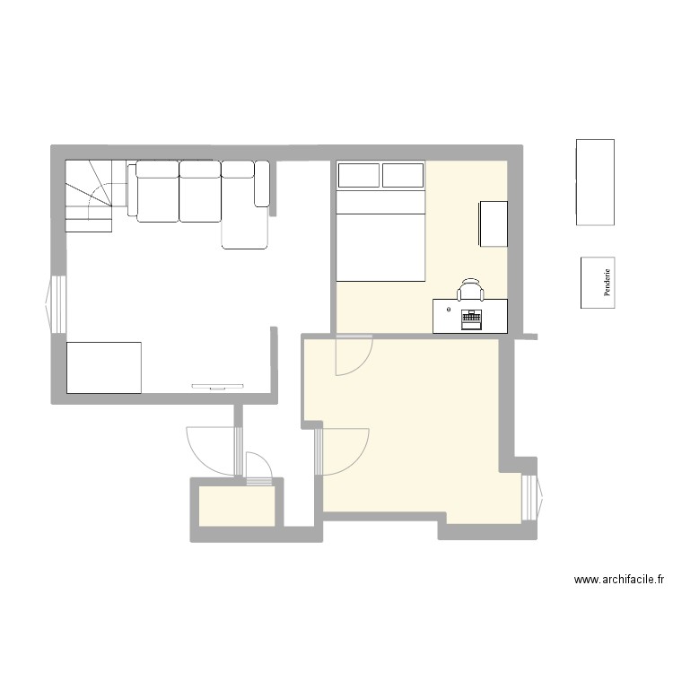 Angers. Plan de 3 pièces et 20 m2
