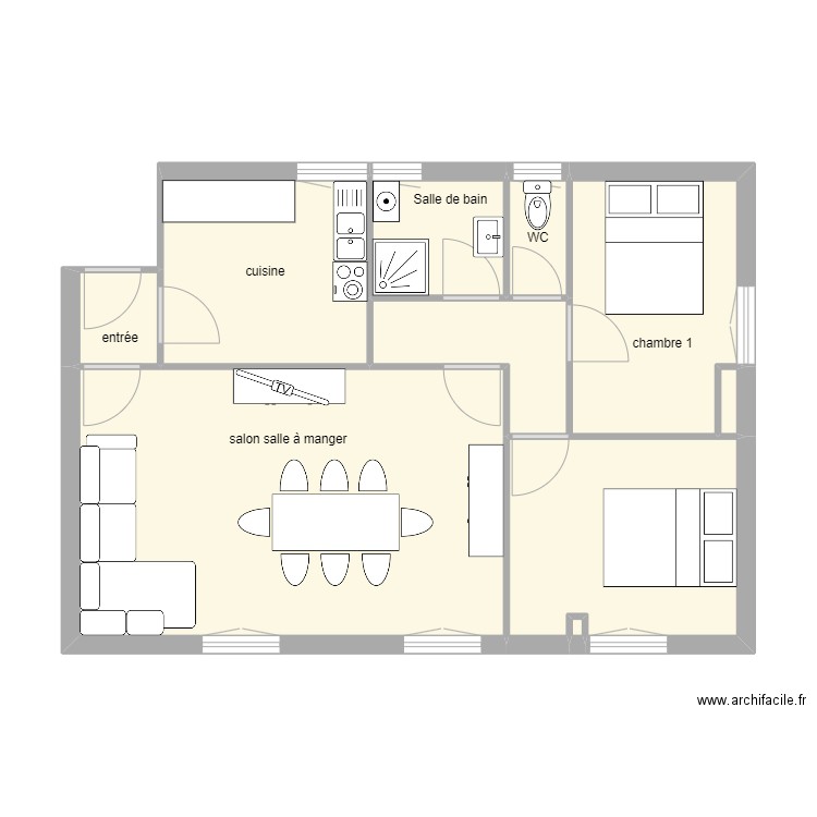 logement Pouru. Plan de 9 pièces et 56 m2