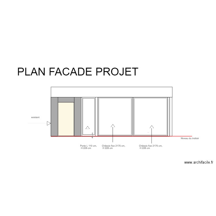 Plan de coupe façade extérieureCARMAUX. Plan de 1 pièce et 16 m2