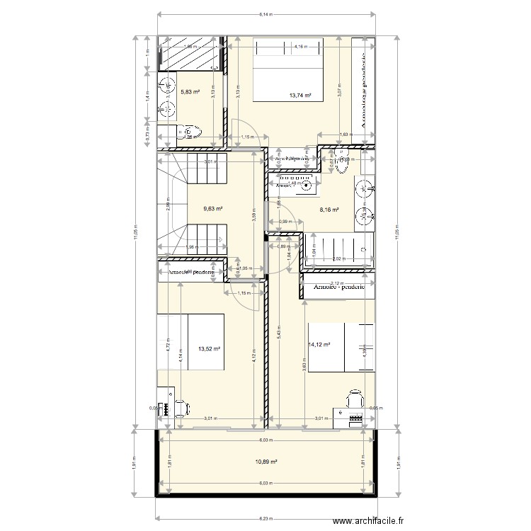 CHAMBEYRONIA ETAGE NEW sdb. Plan de 7 pièces et 76 m2