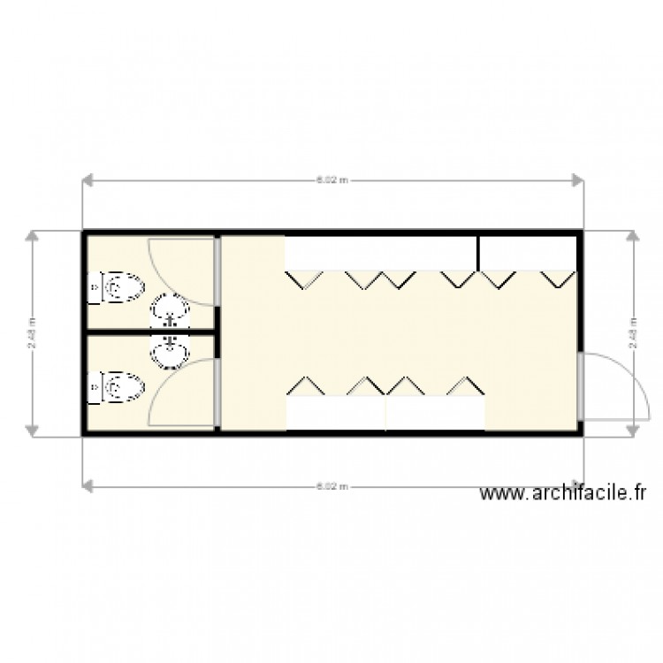 vestiaire wc axe. Plan de 0 pièce et 0 m2