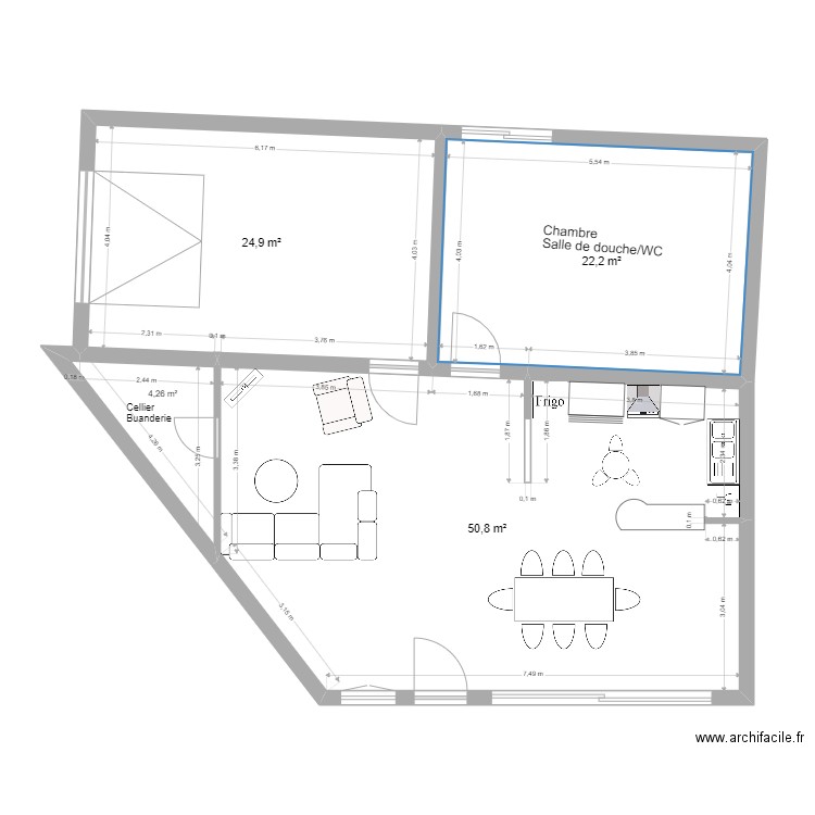 aménagement préau. Plan de 4 pièces et 102 m2