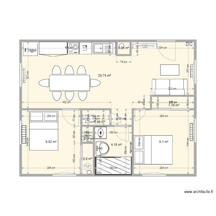 Plan Logements Presbytère 09 2021 Projet. Plan de 9 pièces et 52 m2