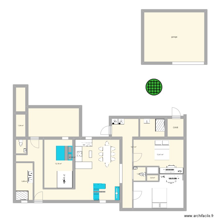 maison 2. Plan de 11 pièces et 129 m2