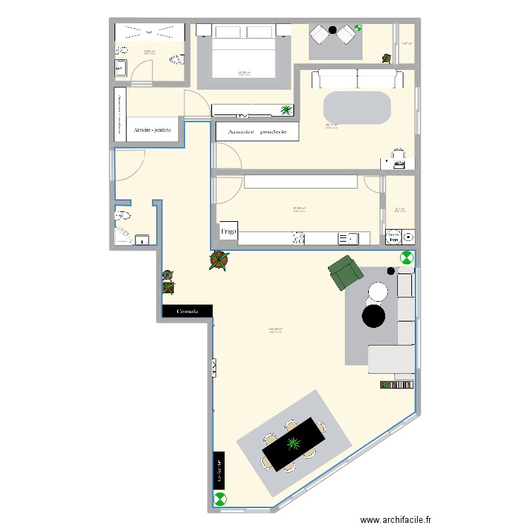 Appartement . Plan de 7 pièces et 268 m2