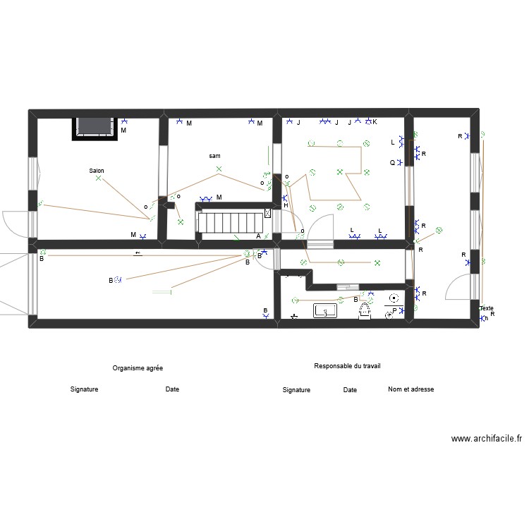 rez de chaussez m. Plan de 8 pièces et 74 m2