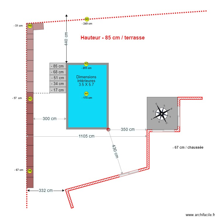 Relevé niveaux. Plan de 0 pièce et 0 m2