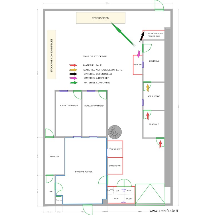 LOCAUX J AIR HOME RDC V2 CIRCUIT DM SALE. Plan de 19 pièces et 242 m2