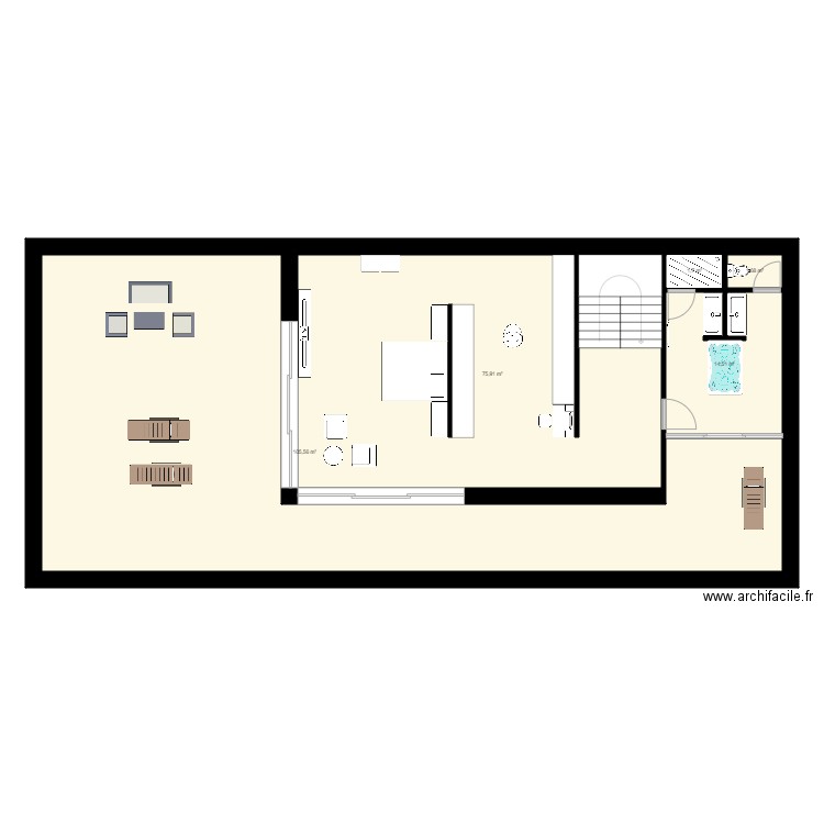 M1 PHIL etage. Plan de 5 pièces et 199 m2
