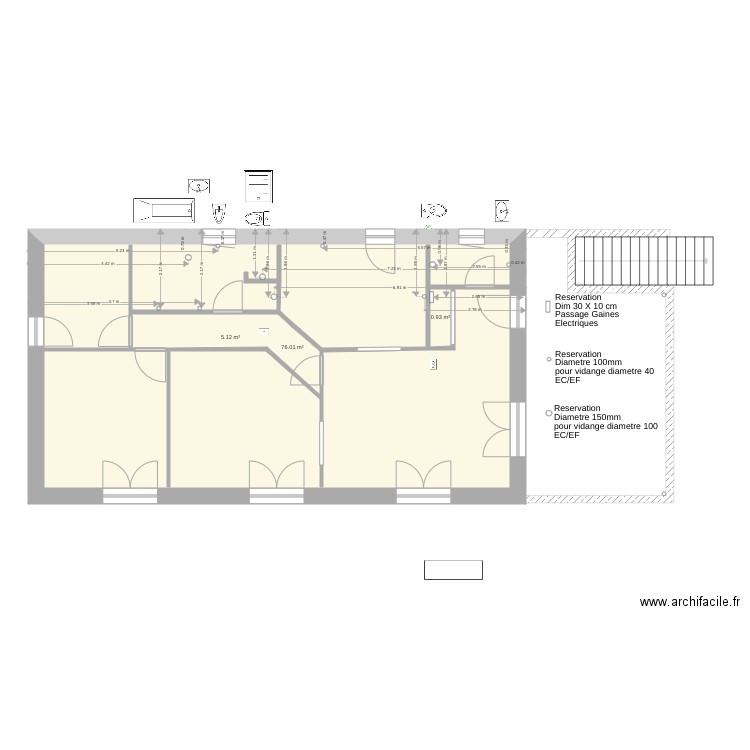 Réservation Dalle Béton. Plan de 0 pièce et 0 m2