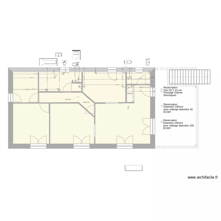 R&eacute;servation Dalle B&eacute;ton. Plan de 