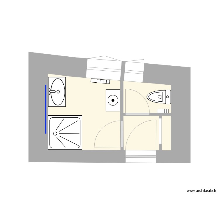 sdb. Plan de 2 pièces et 6 m2