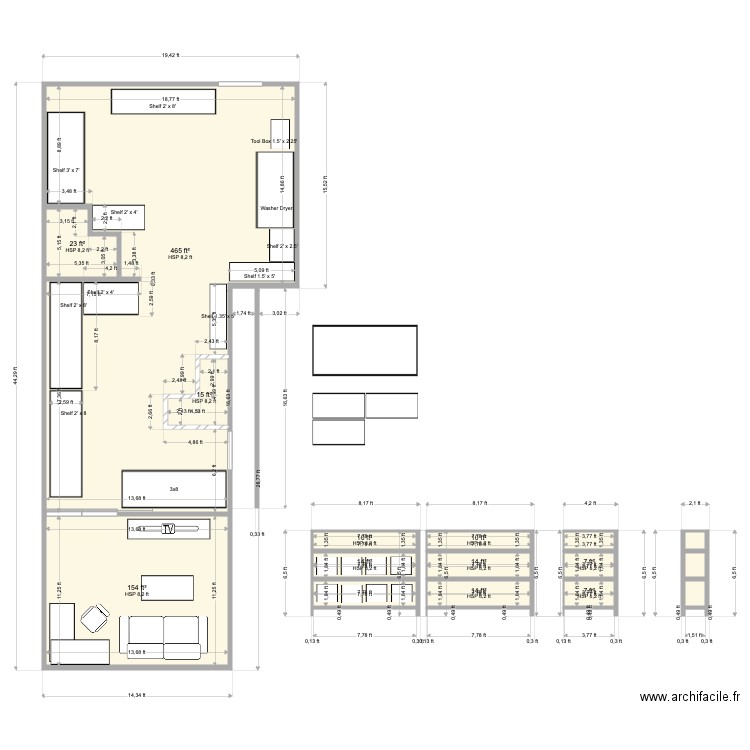 Office Basement6. Plan de 16 pièces et 71 m2
