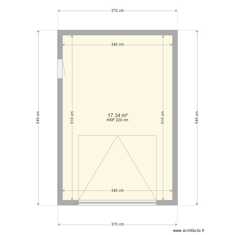 garage. Plan de 1 pièce et 17 m2