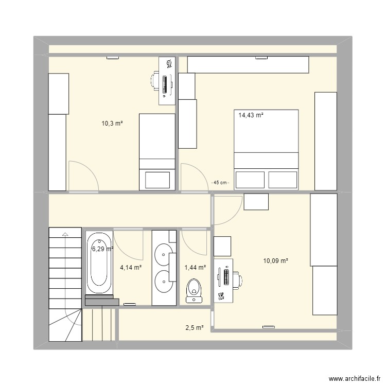 1er ETAGE MEUBLE 1. Plan de 7 pièces et 49 m2