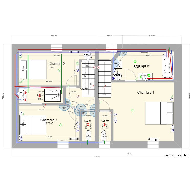 GRANGE 2022 etage VF. Plan de 7 pièces et 42 m2