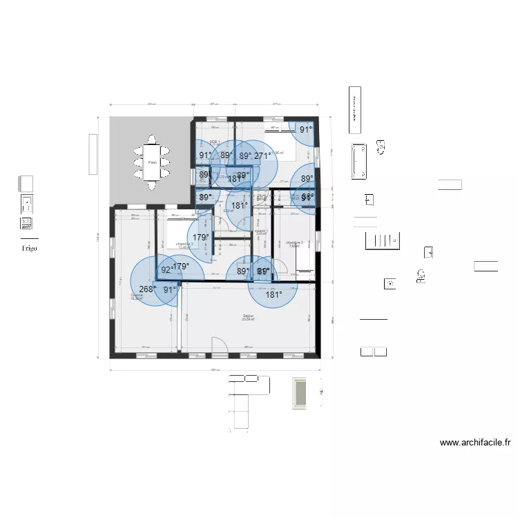 casitas 1 Jacques 3 chambres. Plan de 