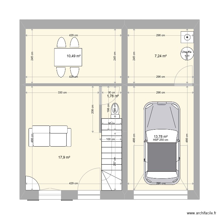 plancarre. Plan de 5 pièces et 51 m2